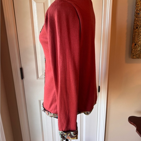 Soft Surroundings silk and cashmere Cardigan with Paisley Trim - Picture 5 of 10